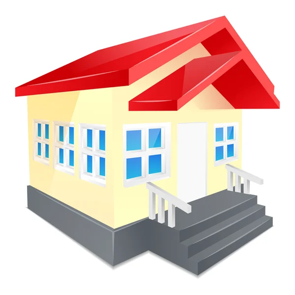 Casa com telhado vermelho. Isolado em um branco — Vetor de Stock