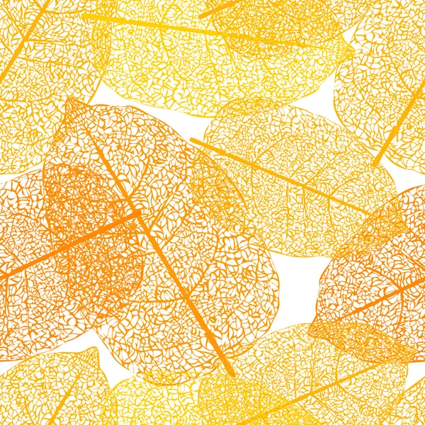 Squelettes feuilles orange fond vectoriel sans couture — Image vectorielle