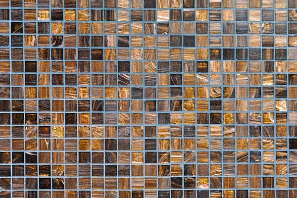 Small Square Mosaic Wall Tiles Brown Gold — Stock Photo, Image