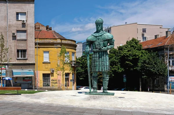 Belgrado Serbia Luglio 2021 Nuova Statua Bronzo Despot Stefan Lazarevic — Foto Stock