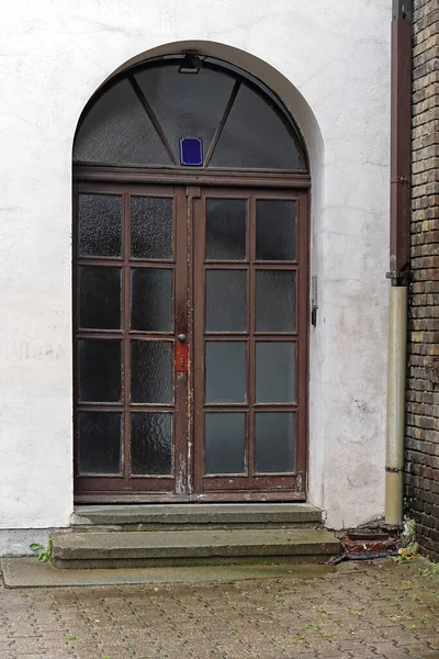 Arco Vidrio Puertas Dobles Entrada Casa Cerrada — Foto de Stock