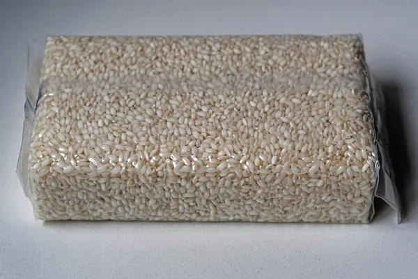 Vacuum Sealed Bag White Risotto Rice — Stock Photo, Image