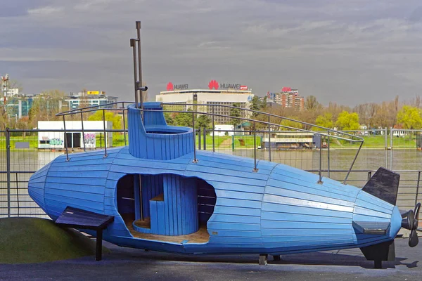 Belgrade Serbia April 2018 New Modern Blue Submarine Kids Playground — Stock Photo, Image