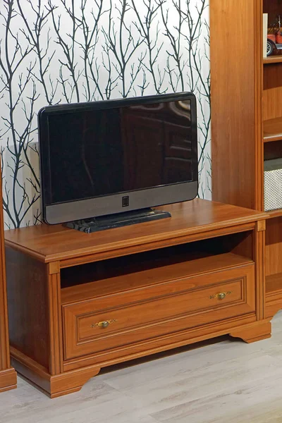 Lcd Fernseher Holzschrank Wohnzimmer Home Entertainment — Stockfoto