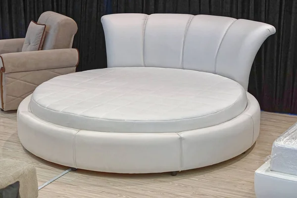 Stylish White Leather Bed Modern Bedroom — Stock Photo, Image