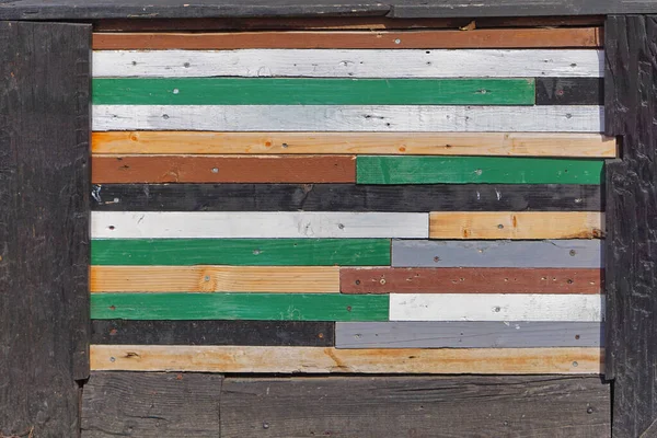 Wall Made Salvaged Recycled Wood Plank Boards — Stock Photo, Image