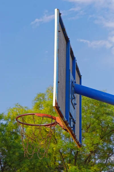 Outdoor Sport Basket Board Basketball Chains Net Side View — 图库照片