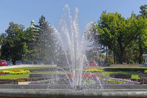 Water Jet Fountain Park Belgrade Capital City Serbia — Stock fotografie