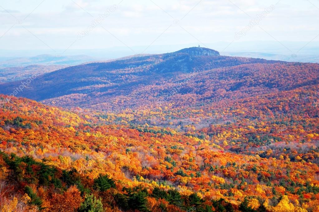 panoramic view of autumn mountain