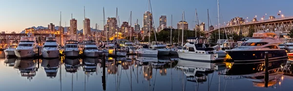 Panorma di Vancouver BC Con porto barca — Foto Stock