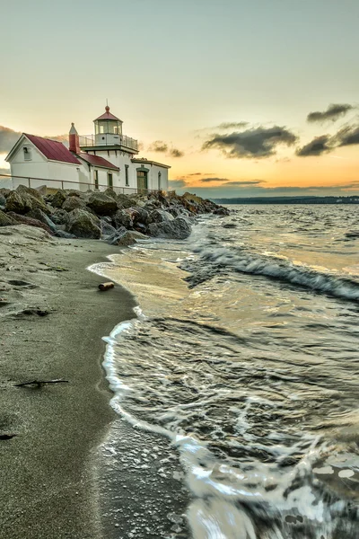 West point lighthouse vid solnedgången — Stockfoto