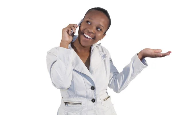 African girl with mobile phone — Stock Photo, Image