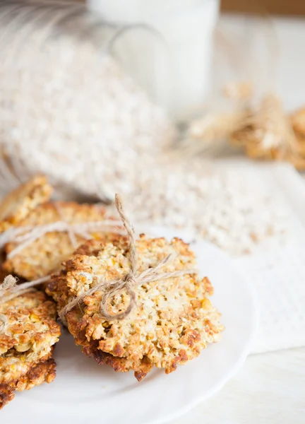 Soubory cookie dělal?? z ovesných vloček — Stock fotografie