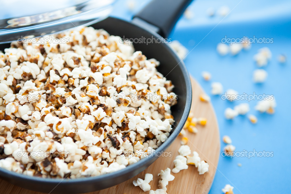 corn kernels in a frying pan