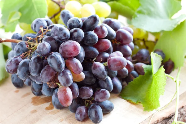 Blue grapes on a wooden surface — Stock Photo, Image