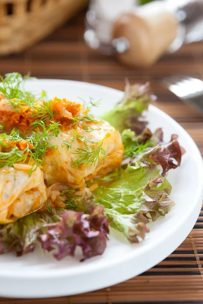 Cabbage roll stuffed with rice and meat, — Stockfoto