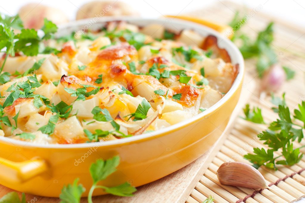 baked potato with cheese - flavored pudding