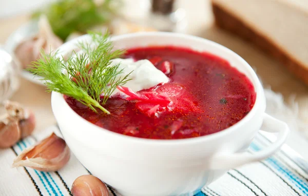 Traditional Slavic borscht — Stock Photo, Image