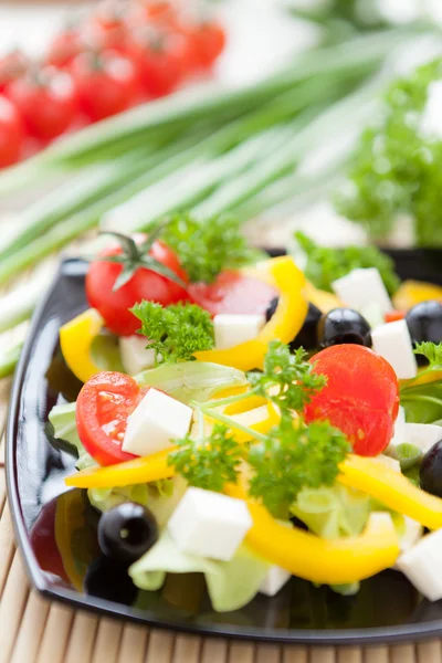 Lichte voorjaar salade met feta en cherry tomaten — Stockfoto
