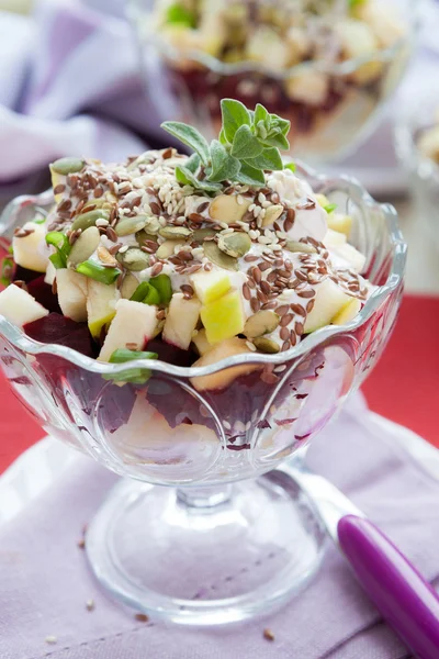 Vegetable salad with horseradish dressing — Stock Photo, Image