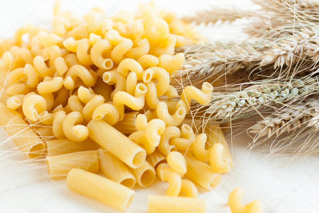 Uncooked pasta from wheat flour
