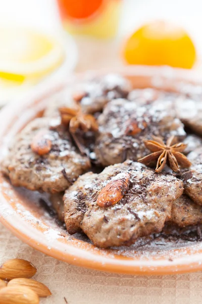 アーモンドと生姜ショートブレッド チョコレート クッキー — ストック写真