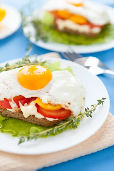 Appetizing homemade fried eggs — Stock Photo, Image