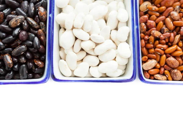 Raw beans, white and brown and black — Stock Photo, Image