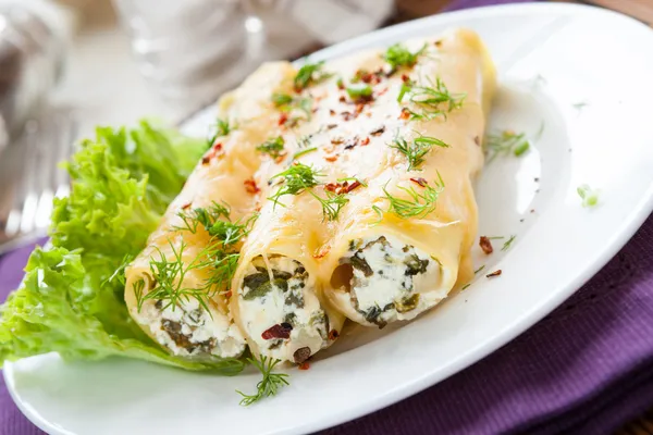 Cannelloni italiani con formaggio morbido — Foto Stock