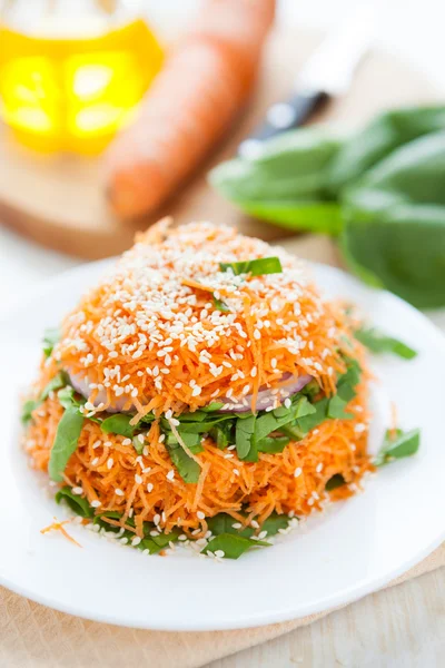 Insalata con carote grattugiate fresche — Foto Stock