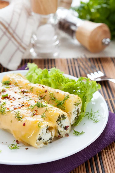 Tubos de canelones cocidos al horno —  Fotos de Stock