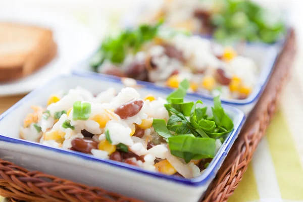 Rice cooked with beans and spinach — Stock Photo, Image