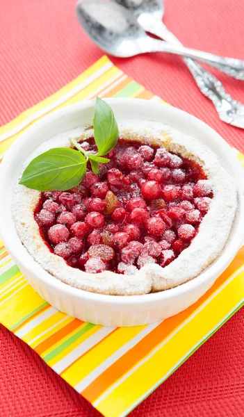 Kleiner Beerenpudding mit roten Johannisbeeren — Stockfoto