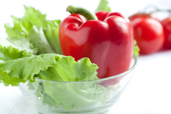 Red pepper and lettuce — Stock Photo, Image