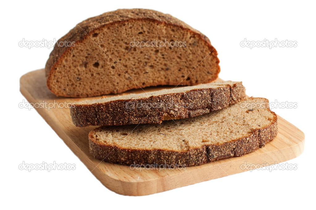 Rye bread on a cutting board