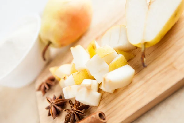 Pear cut into small chunks — Stock Photo, Image