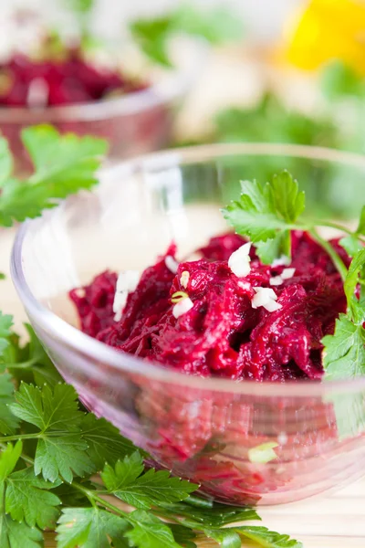 Finely grated boiled beets and mayonnaise — Stock Photo, Image