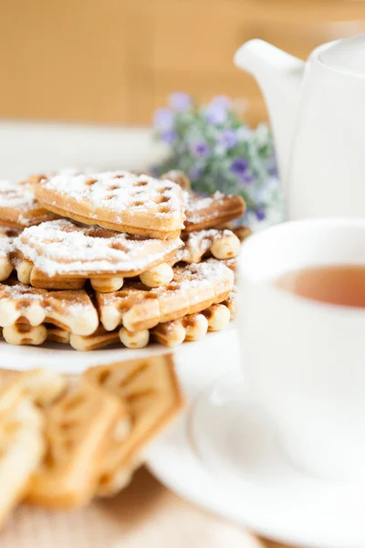 With a cup of tea and homemade pastries — Stock Photo, Image