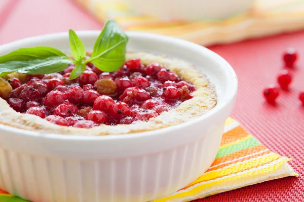 Berry pie in white baking dish — Stock Photo, Image