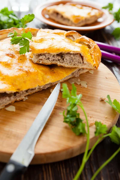 Large and nutritious meat pie — Stock Photo, Image