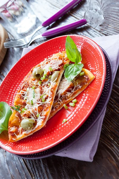 Slices of pizza on a plate — Stock Photo, Image