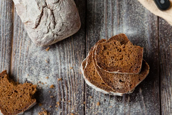 Rye bread pieces on the boards — Stock Photo, Image