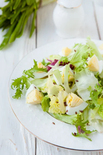 Insalata fresca verdi con uova — Foto Stock