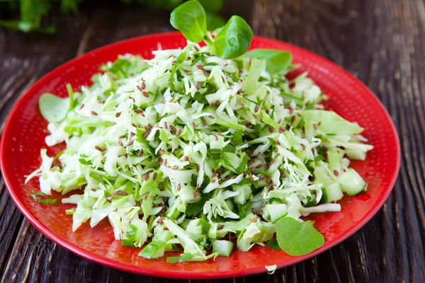 Frischer Salat mit jungem Kohl — Stockfoto