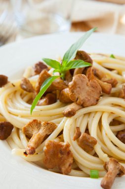 makarna mantar ve fesleğen