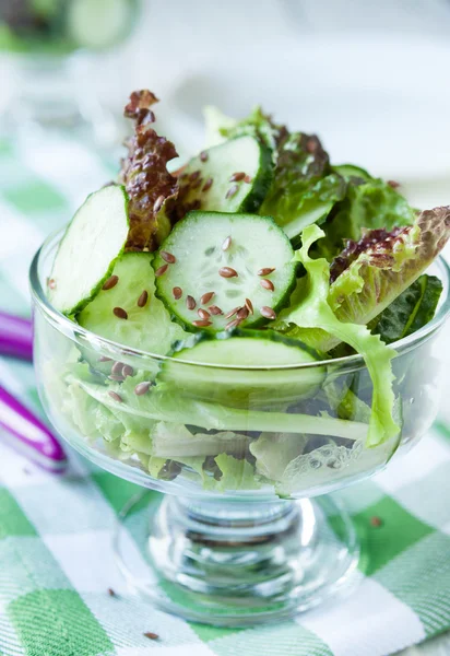 Şeffaf bir kabın içinde salatalık salatası — Stok fotoğraf