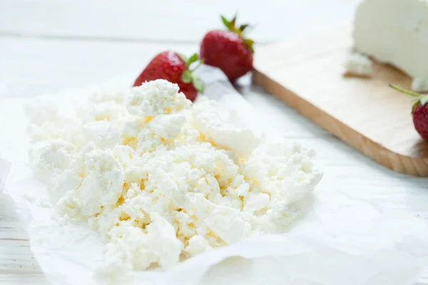 Fresh homemade cottage cheese, dairy product — Stock Photo, Image