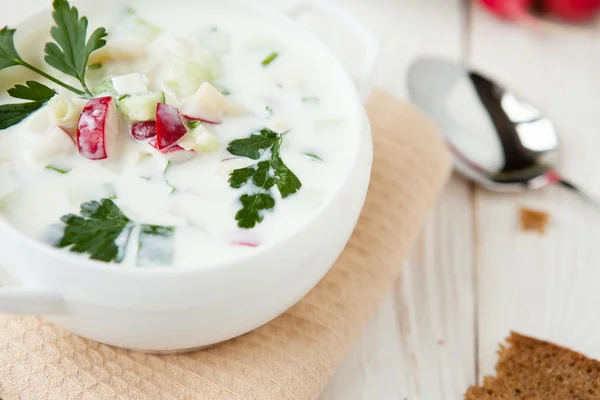 Okroshka fresco su yogurt — Foto Stock