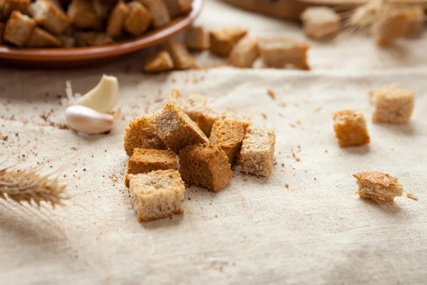 Homemade croutons with garlic — Stock Image Homemade croutons with garlic Stock Image