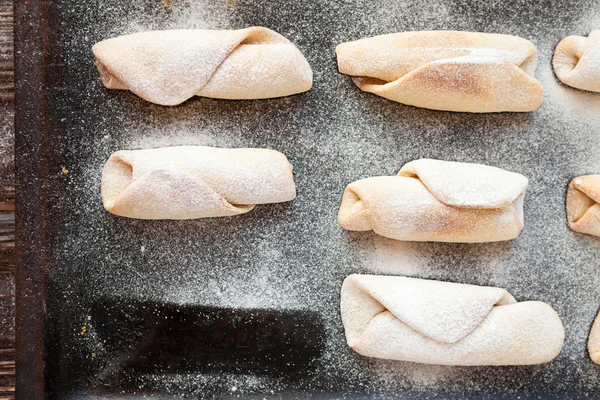 Vanilla scones on a baking tray — Stock Photo, Image